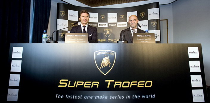 Штефан Винкельман и Марк Хайек на пресс-конференции посвященной открытию еврокубка Lamborghini Blancpain Super Trofeo